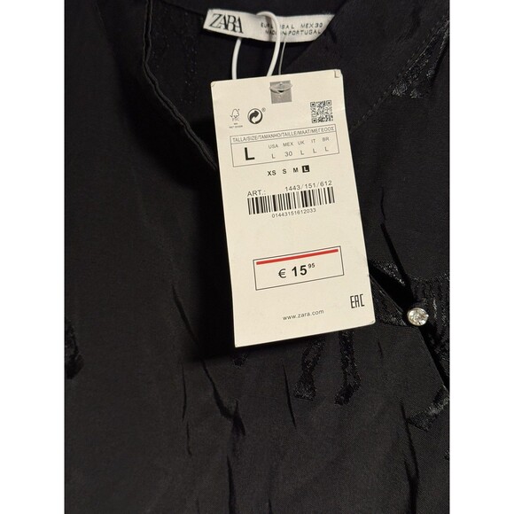 ZARA Black Zebra Print Diamonte Button Thigh Split Midi Dress Size L NWT - Picture 15 of 16